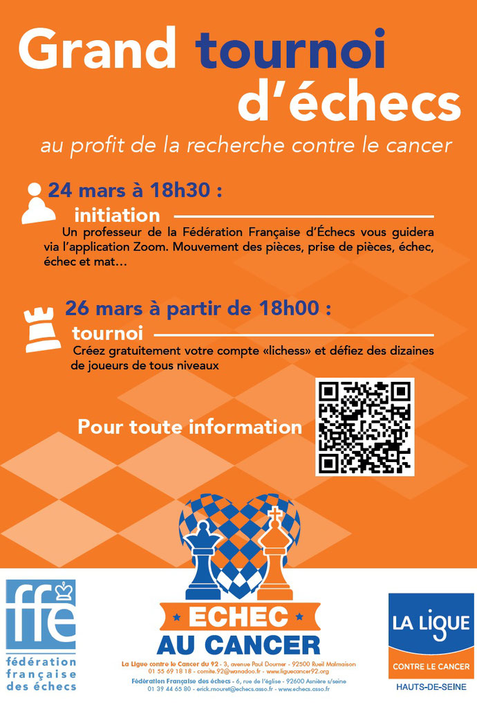 Affiche du tournoi au profit de la lutte contre le cancer en mars 2021