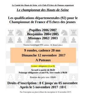 Qualifications départementales pour le championnat de France jeunes