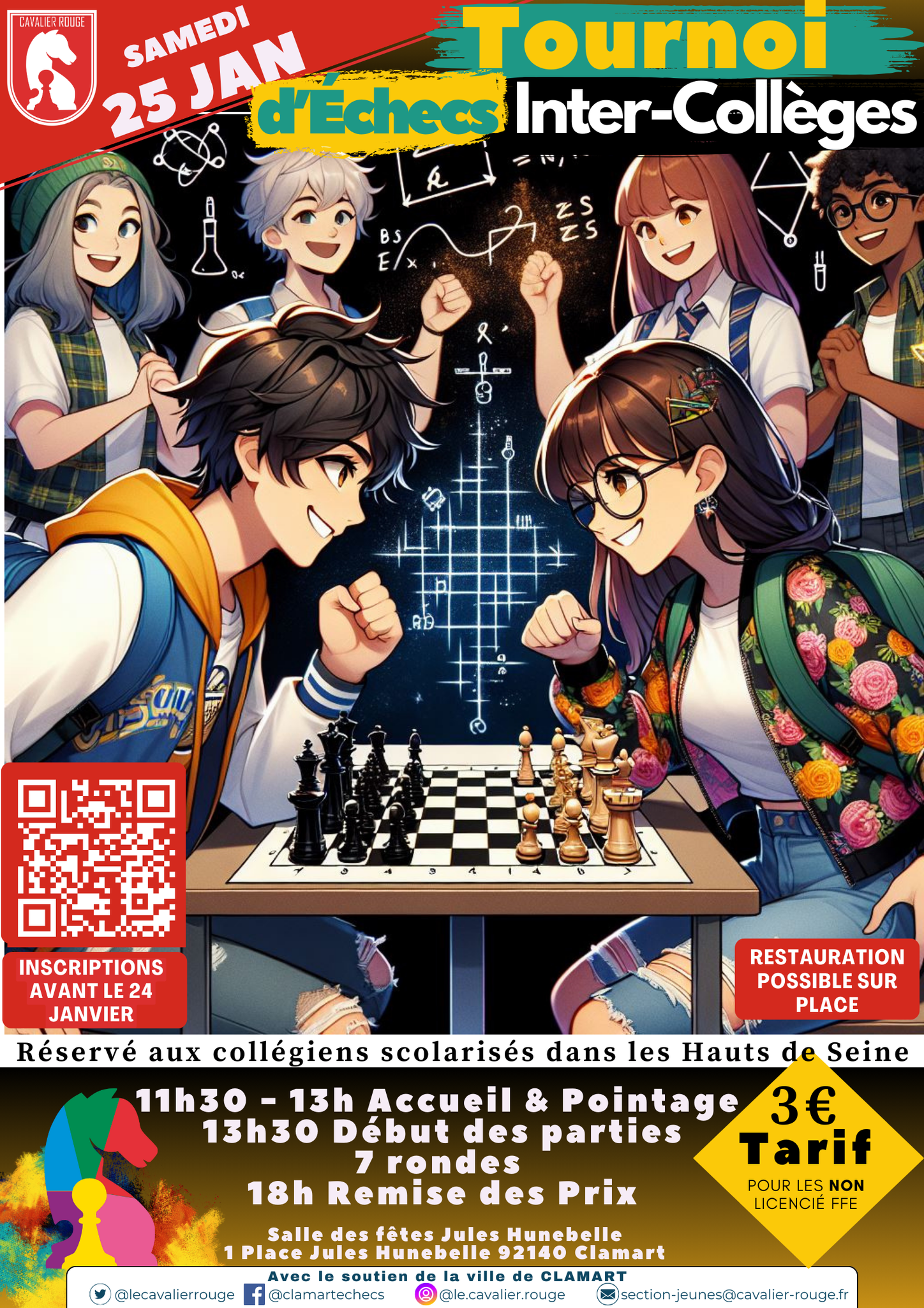 Affiche du tournoi inter-collèges du 25 janvier 2025 à Clamart